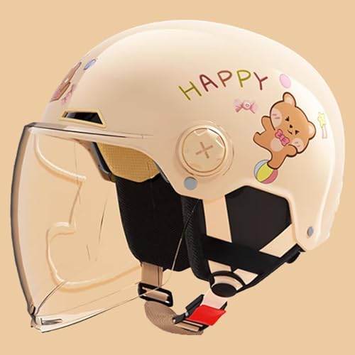 Kinder-Motorradhelm, Alle Jahreszeiten, DOT/ECE-Zertifizierter Leichter Motorradhelm Mit Visier, Offener Motorradhelm, Geeignet Für Jungen Und Mädchen Im Alter Von 6–12 Jahren D,45-65cm