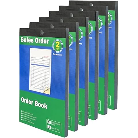 Sales Order Book 2-Part Carbonless Form White Canary 4-3/16x7-3/16 Inches 50 Sets per Book Ideal for Keeping Proper Records of Orders and Sales (6Packs) Cover
