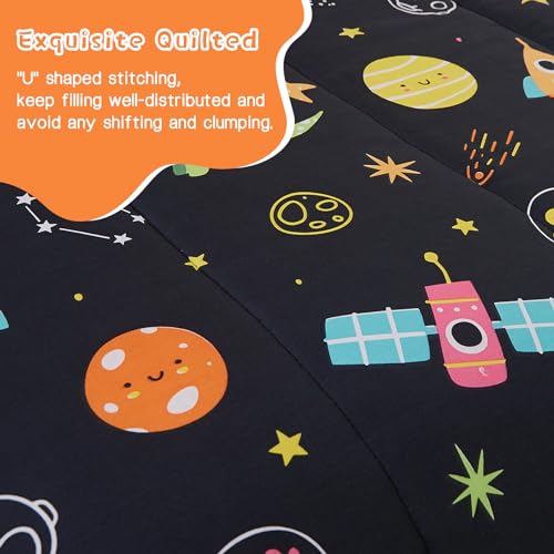 Image of Yibeizi Kids Twin Bed Comforter for Boys Space Dinosaur Bedding Sets