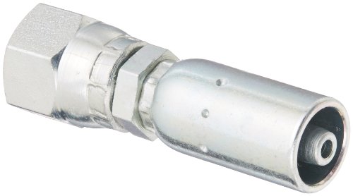 Image of EATON Weatherhead Coll-O-Crimp 03E-604 Female Swivel Fitting, SAE 37 Degree, AISI /SAE 12L14 Carbon Steel, 3 /16 inch Hose ID, 1 /4 inch Tube Size