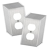 ENERLITES Duplex Receptacle Metal Wall Plate, Stainless Steel Switch Outlet Cover, Size 1-Gang 4.50'...