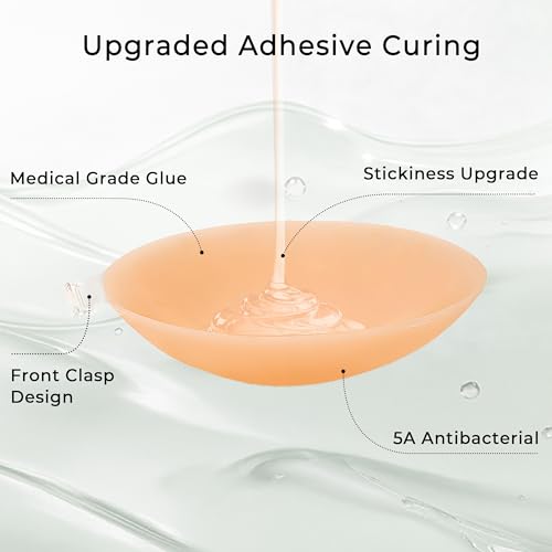 Image of Strapless Sticky Bra Push Up for Women, Adhesive Silicone No Show Bra for Backless Dress, Invisible Reusable V Shape