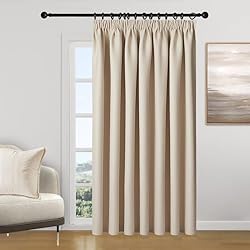 Cortina De Tejido Grueso Para Separar Habitaciones Topfinel Cortinas Salon para Ventanas Grandes 3 Metro Aislantes Termicas para Riel 1 Pieza Beige 300X240cm Cortina Opacas Moderna para Dormitorio Separadores La Habitacion Y La Sala De Estar