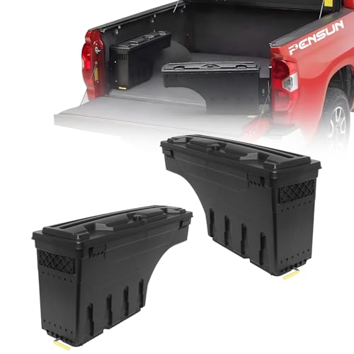 PENSUN Tool Box Truck Bed Storage Lockable Fit For 2007-2018 Chevrolet Silverado & GMC Sierra 1500/2500/3500 HD, Swing Waterproof Wheel Well Toolbox, Pick-up Parts Accessories Driver Passenger Side