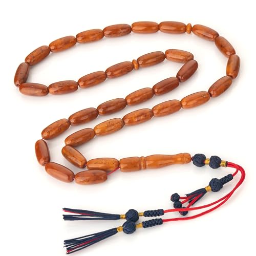 Antique Style Amber Misbaha - 33 Bead Islamic Prayer Beads-Amber