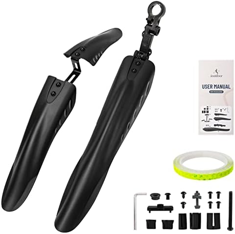 ioutdoor Bike Mudguard Set with 27ft DIY Reflective Tape,Bike Fenders Set Adjustable,Bicycle Front and Rear Mud Guard Fits for 20",22",24",26" 27" 28" MTB Mountain Road Bike Cycling