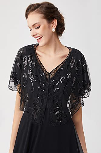 BABEYOND 1920s Shawl Wraps Sequin Beaded Evening Cape Bridal Shawl Bolero Flapper Cover Up2