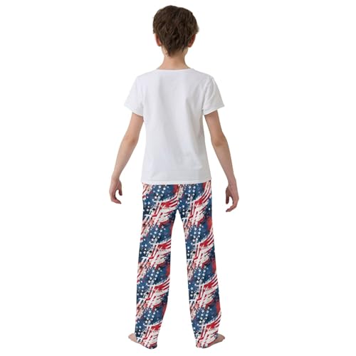 American Flag Long Pajama Pants Elastic Waist PJ Bottoms with Pockets S A1132174