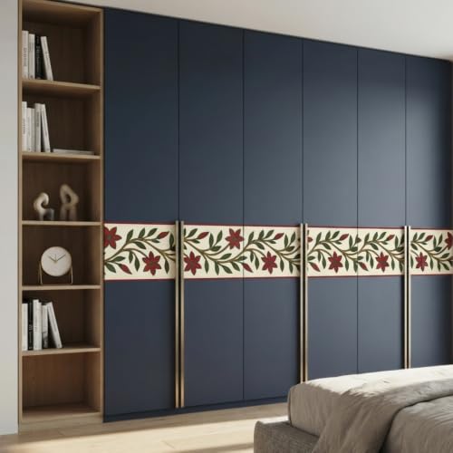 Image of Decorative Peel and Stick Wall Border Sticker 4 Inch x 4 Feet | Waterproof Self Adhesive PVC Wallpaper Border | Floral, Vintage & Traditional Designs | Wall Trim for Home Decor, VWB3