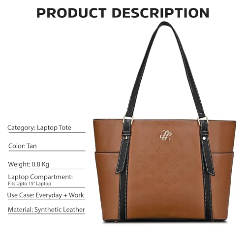 Image of Lavie Signature Women's Harisburg Monogram Tote Laptop Bag | Tote Laptop Bag for Work | Ladies Purse | Stylish Shoulder Bag | Gift for Women