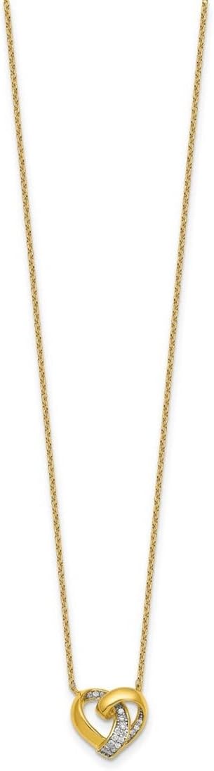 JewelryWeb 12mm 925 Sterling Silver Rhodium Plated Gold-tone Cubic Zirconia Love Knot Heart Necklace 18 Inch Pendant Necklace for Women - Image 3