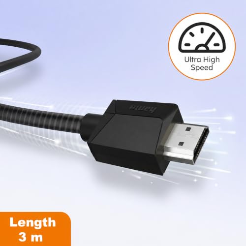Image of Hama High-Speed HDMI Cable with Ethernet, HDMI Male to Male, 3 m, 4K Ultra HD (3840 x 2160 @ 60Hz), 18 Gbps Bandwidth, HDR, ARC, Compatible with TV, Laptop, PC, Monitor 10-Year Warranty