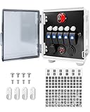 5 Gang Rocker Switch Box with USB ＆ PD Type C Dual Chargers Cigarette Lighter Socket Voltmeter Circuit Breakers, Marine Toggle Switch Panel for Car Truck Boat RV ATV UTV