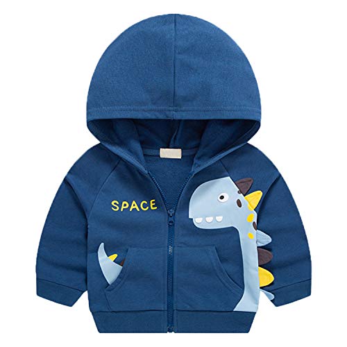 Baby Toddler Boys Dinosaur Hooded Zip Jacket Casual Outerwear Active Sweatshirt