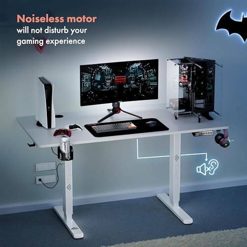 Image of ARTIKEL Artidesk Eco Electric Height Adjustable Table for Office Work & Home-Sit Stand Gaming Desk 80kg Load, Cup Holder, 2 Hooks,Cable Organizer 2Split Tabletop (White, 120x60 CM)