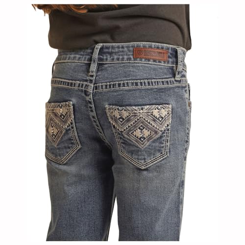 Rock & Roll Denim Girls' Ivory Aztec Embroidered Bootcut Jeans4