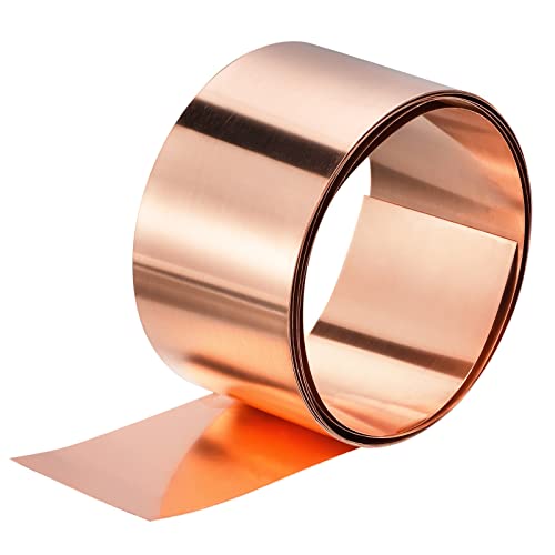 sourcing map Copper Sheet Roll 3500mm x 100mm x 0.2mm, 99.9% Pure Copper Strip Copper Flashing Metal Foil Plate for Electricity DIY Projects (Multiple Sizes)