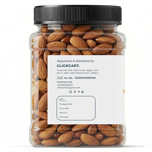 Image of Avogro Premium California Almonds 1KG | Real Nuts Badam Giri| High in Fiber | Rich in Protein | Magnesium, Phosphorus, Dietary Fibre | Nuts & Dry Fruits | Jar Pack Of 1