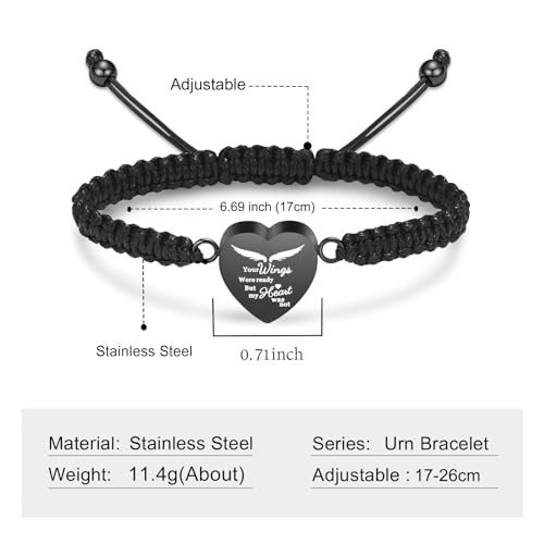Imrsanl Cremation Bracelet for Ashes Cremation Jewelry Heart Urn Ashes Bracelet with Angel Wings Keepsake Urn Memorial Ash Jewelry2