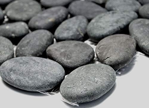 Preisvergleich Produktbild Mosaik-Netzwerk Kiesel flach mix dunkelgrau Flußkiesel Steinkiesel Flussstein Kieselmosaik Wohnzimmerwand Küchenwand Boden Fliesenspiegel Spritzschutz Küche Duschwand Mosaik, Mosaikstein Format: 30-60x8-10 mm, Bogengröße: 60 x 100 mm, 1 Handmuster ca. 6x10 cm