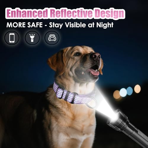 Image of Martingale Dog Collar, Reflective No Pull with Buckle, Lavender, S | Escape Proof without choking ,Training Collar with Quick Release Buckle, Adjustable Heavy Duty Nylon collars for S M L Dogs