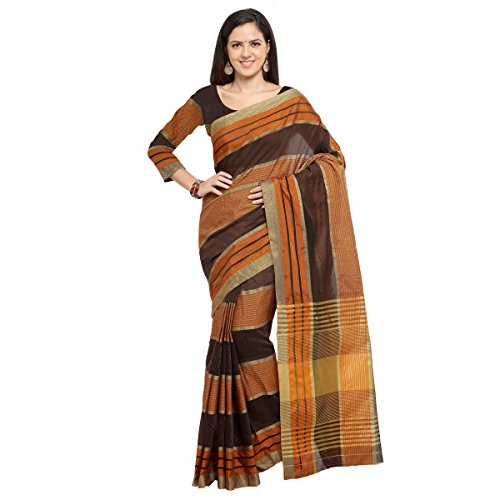 Triveni Women's Indian Brown Synthetic Woven Sarees