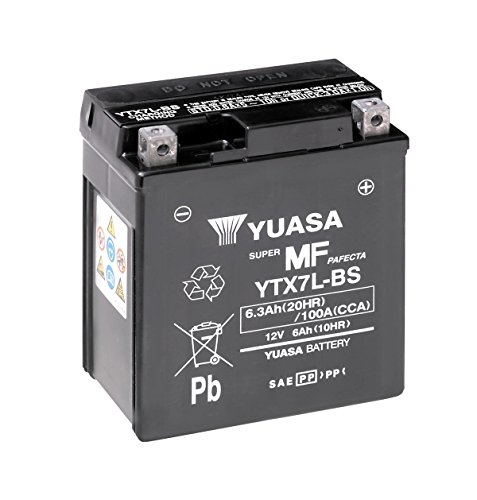 Batteri YUASA YTX7L-BS, 12V/6AH (mått: 114 x 71 x 131) för Honda SH125 i årsmodell 2008