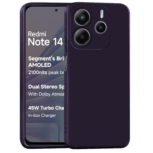 Image of Back Cover for Mi Redmi Note 14 5G | Full Camera Protection | Premium Liquid Silicon Case | Flexible Bumper Case for Mi Redmi Note 14 5G (Purple)