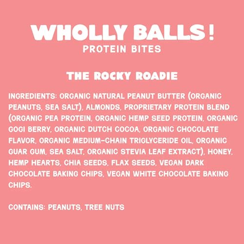 Image of Wholly Balls Protein Bites a€ inch Healthy Plant-Based Snack | High Protein, Low Sugar, Gluten-Free Energy Balls (Pack of 3, Rocky Roadie)