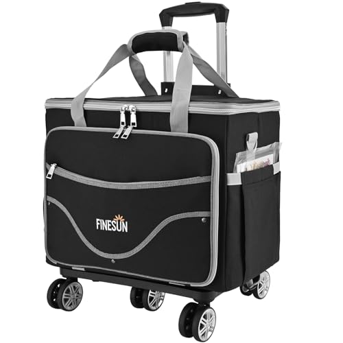 Rolling Tote Bag for Women Teacher Bag Rolling Cart Briefcase with Wheels Carry on Wheeled Bag for Work,Office,Craft Black