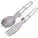 Xcello Fork and Spoon, Portable Folding Titanium Spork Fork, Lightweight Outdoor Camping Cutlery(Fork + Spoon-Silver)