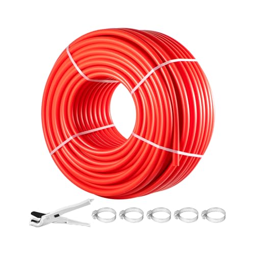 VEVOR PEX Pipe 1 Inch x 500 FT Tubing Non Oxygen Barrier Red B Pipe Flexible Water Line for RV Sewer Hose Plumbing Radiant Heating