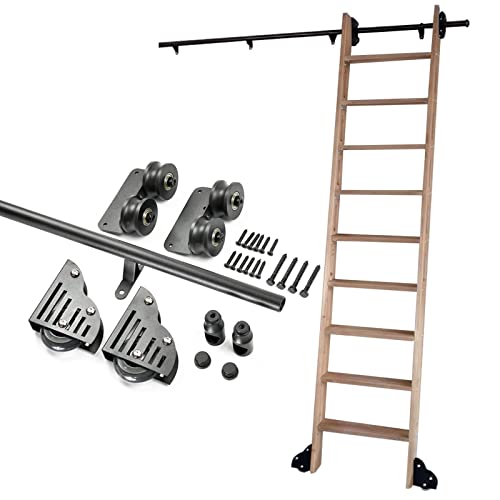 Kit quincaillerie pour porte de grange coulissante et rail d'échelle mobile en acier noir