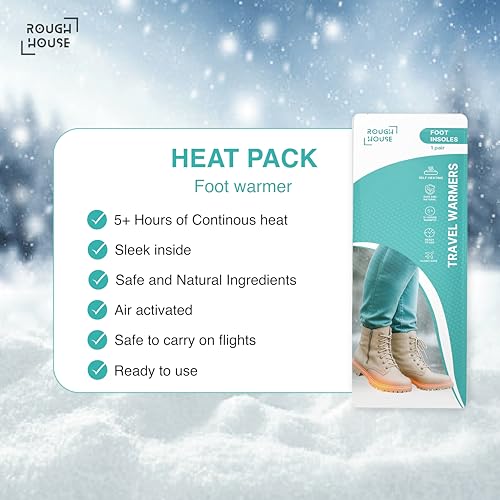 Image of Roughhouse Foot Warmers Pack of 3 Pairs| Insole-Type Heat Packs (8+ Hours) | No-Goo Powder Design | Shoe-Ready Trekking Warmth | Safe & Natural