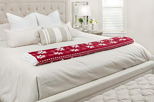 Chanasya Microfiber Fleece Sherpa Holiday Throw Blanket - Vibrant Burgundy Red And White Suitable For Sofa Couch Bed And Living Room (50X65 Inches) -Red #TOP2