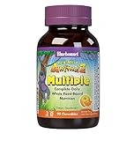 Bluebonnet Nutrition Rainforest Animalz Whole Food Based Multiple Chewable Tablets, Kid Multivitamin & Mineral, Vitamin C, D3, Iron, Gluten Free, Milk Free, Kosher, 90 Chewable Tablets, Orange Flavor