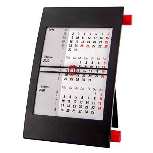 Télécharger Truento Calendrier de table 3 mois pour 2 ans (2020 & 2021) avec mécanisme rotatif Noir/rouge PDF