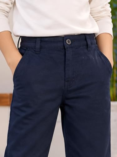 Image of KiddoPanti Boys 100% Cotton Twill Chinos Pant | Comfortable Regular Fit | 2 Side Pocket, 2 Back Pocket | Ankle Length | Back Elasticated Waistband with Button Zip Open Fly
