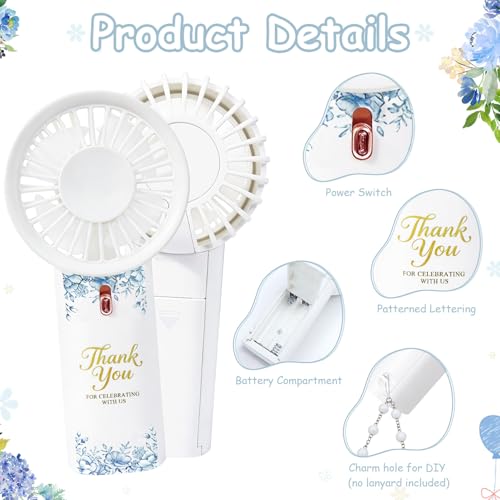 Electric Wedding Fans Mini Portable Fan 30 Pcs Small Handheld Fan Battery Operated Hand Fans Bulk Lightweight Personal Fan for Wedding Guests Bridal Party Favor Bridesmaid Gifts ( Battery Not Include) by FUHSY - Used condition - Image 3