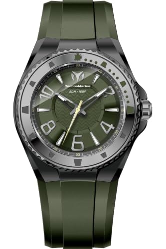 Montre TechnoMarine Lusso Mare quartz en acier de 44mm coloris noir et vert olive pour homme