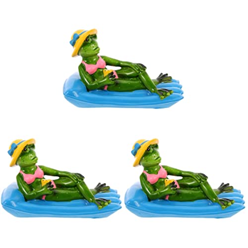 ORFOFE 3 Pièces Radeau Relaxant Nouveauté Bonsaï Artisanat Décoratif Réservoir Figurine Ornements Pelouse Jardin Embellissement Mise en Page Décoration pour Piscine sur Figurines Prop
