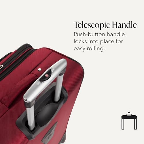 SwissGear Sion Softside Expandable Spinner Luggage Durable Lightweight Travel Suitcase, Burgundy, Checked-Large - image 7