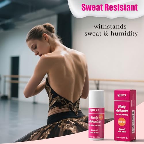 body adhesive roll-on for skin amp clothing 254 oz-sweat resistant water wash off- fashion adhesive for dancers socks stockings leotards bras wigs costumes