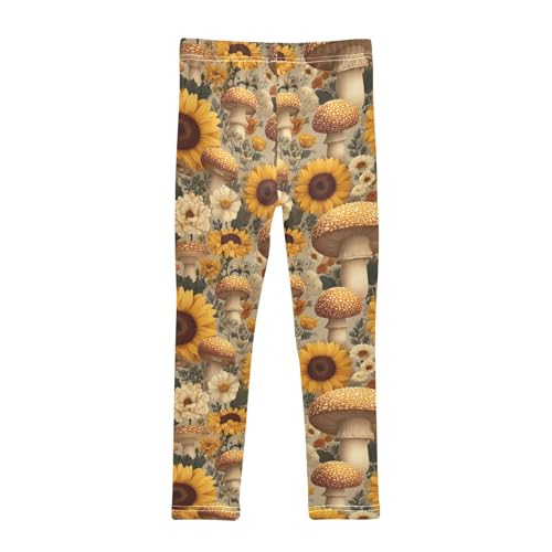 Girls Leggings Mushrooms Sunflowers Daisy Soft Toddler Leggings for Girls Kids Pants Size 4T-10T2