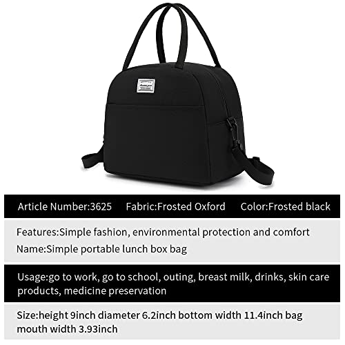 Mountain Guest Lunch Bag Reusable Insulated Cooler Lunch Box Adult Water Resistant Tote Lunch Bag For Women/Men Work Picnic Beach Or Travel (Black) #TOP1