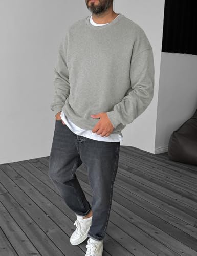 COZYPOIN Crewneck Sweatshirt for Men Long Sleeve Comfort Breathable Midweight Workout Casual Pullover Basic Sweatshirts4