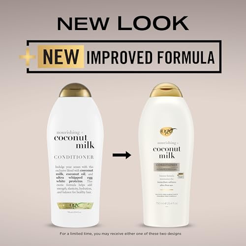 OGX Nourishing + Coconut Milk Moisturizing Conditioner for Strong & Healthy Hair, with Coconut Milk, Coconut Oil & Egg White Protein, Paraben-Free, Sulfate-Free Surfactants, 25.4 fl oz - image 2