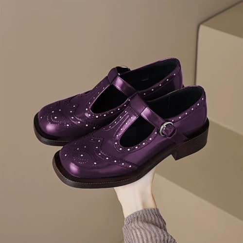 FOWT Women Round Toe Platform Mary Janes Chunky Low Heel Loafer Pumps T-Strap Oxford Fashion Shoes Size 4-16 US3