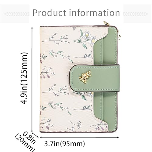 Womens Wallet Cute Small Wallets for Women Thin Green Women's Wallet Kawaii Flower Card Wallets for Women Ladies3