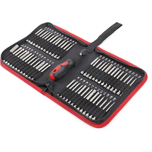 Eawfgtuw Extra langes Schraubendreher-Bit-Set, 55-teilig, mit magnetischem Griff, 75 mm